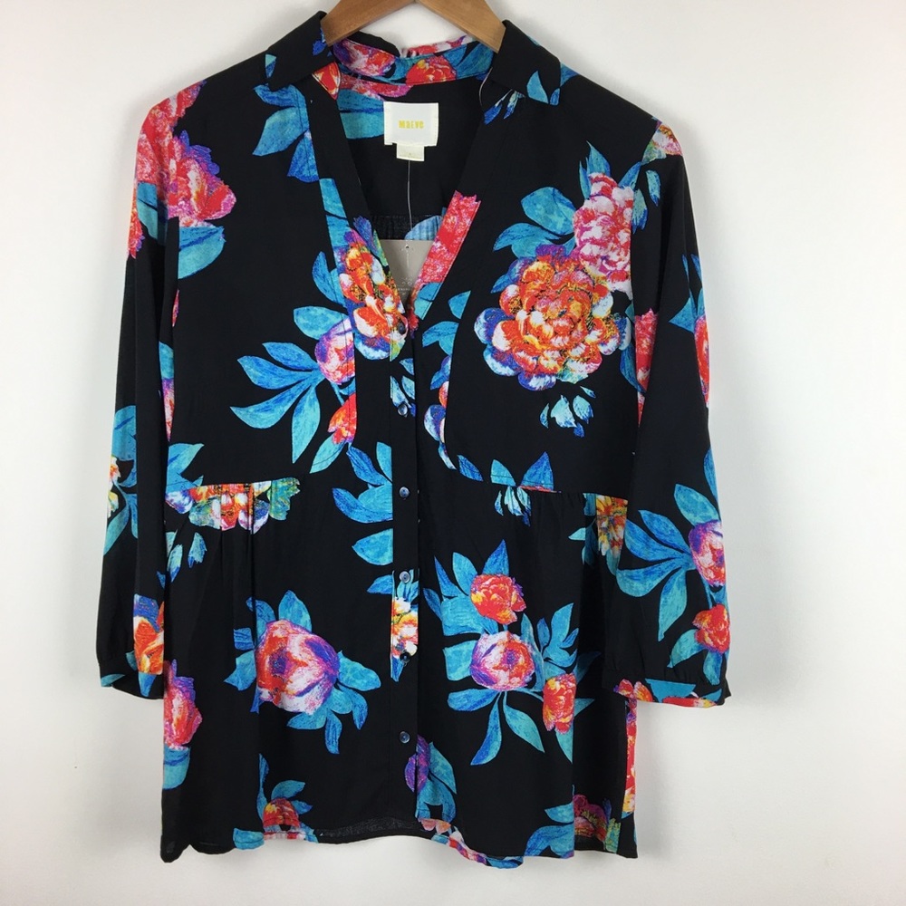 ANTHROPOLOGIE Maeve Woodland Walk Floral Blouse